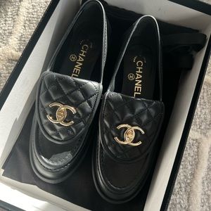 Chanel turn lock quilted loafers lambskin